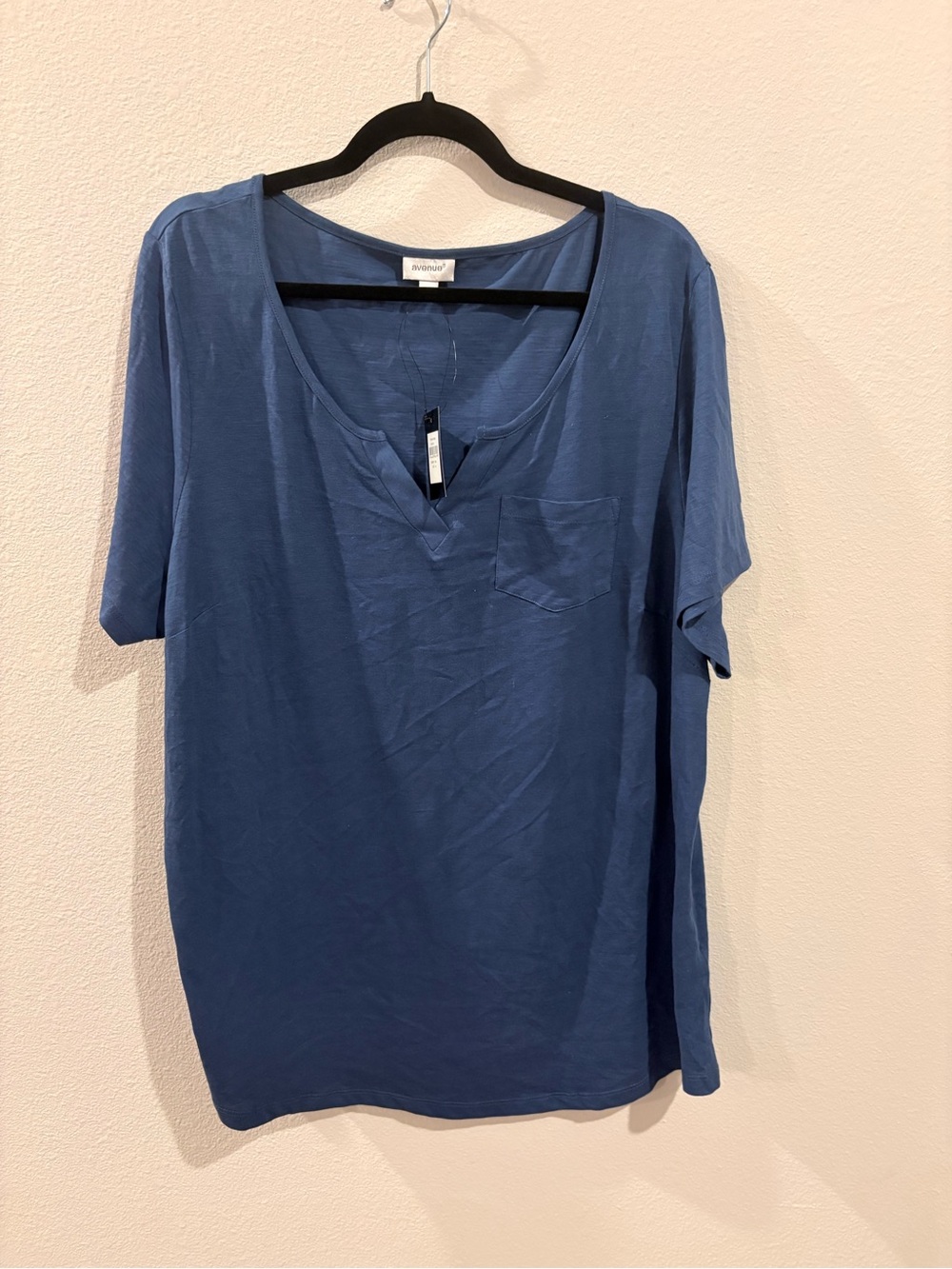 Avenue Slate Blue Long-Sleeve Scoop Pocket Tee